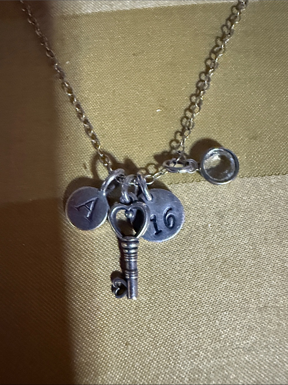 Sterling-Key & Initial Charm Necklace in Silver - Unbranded